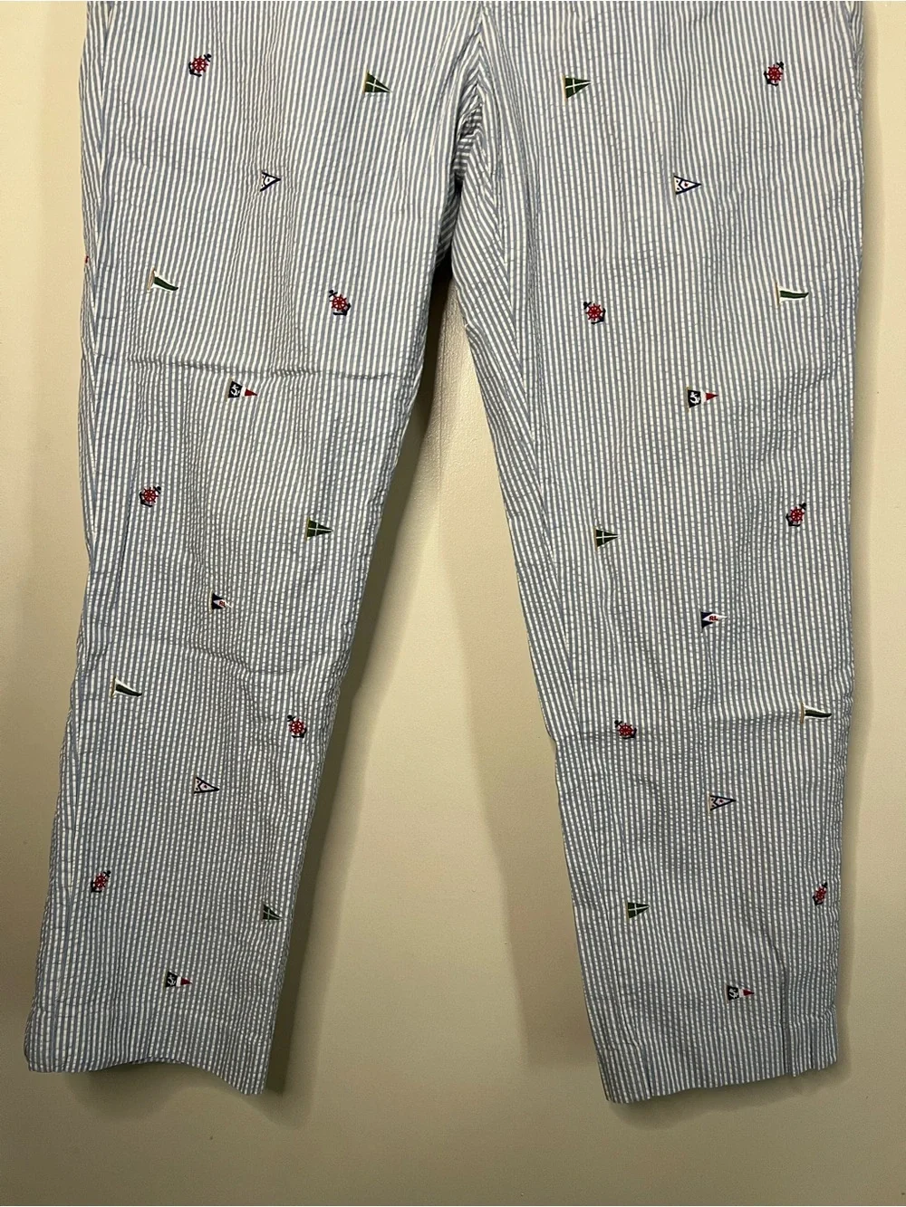 Polo Ralph Lauren Seersucker Embroidered Anchor Flag Pants 36x30 Fit 34x29